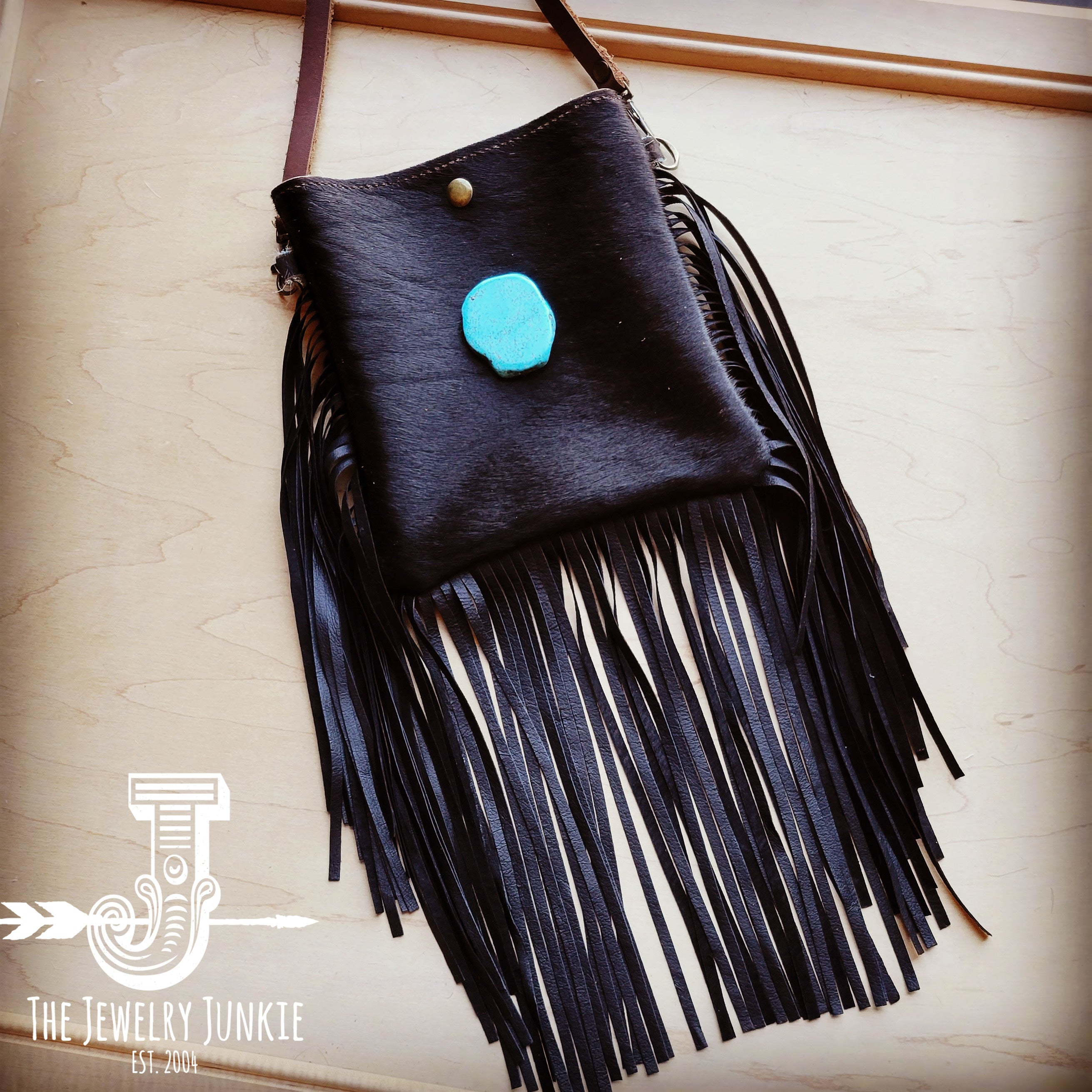 CROSSBODY BAG WITH BEADS AND FRINGING - Black