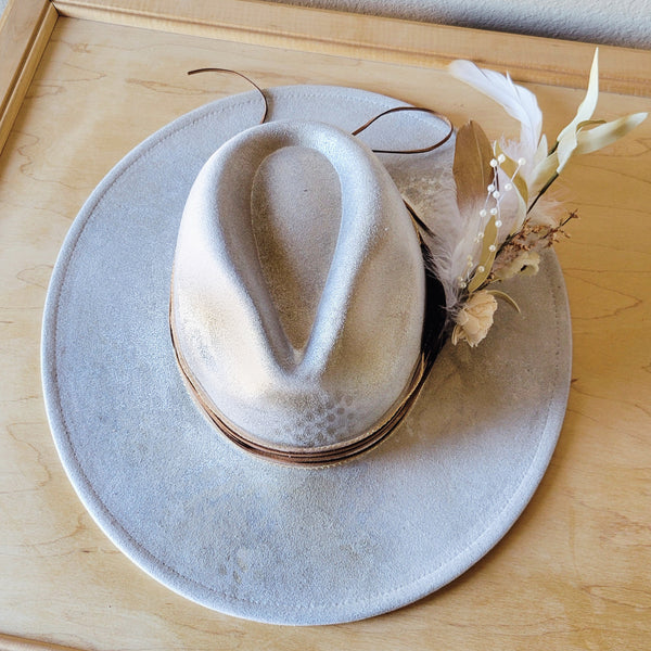 CUSTOM Hand-Painted Bridal Cowgirl Western Boho Hat A63