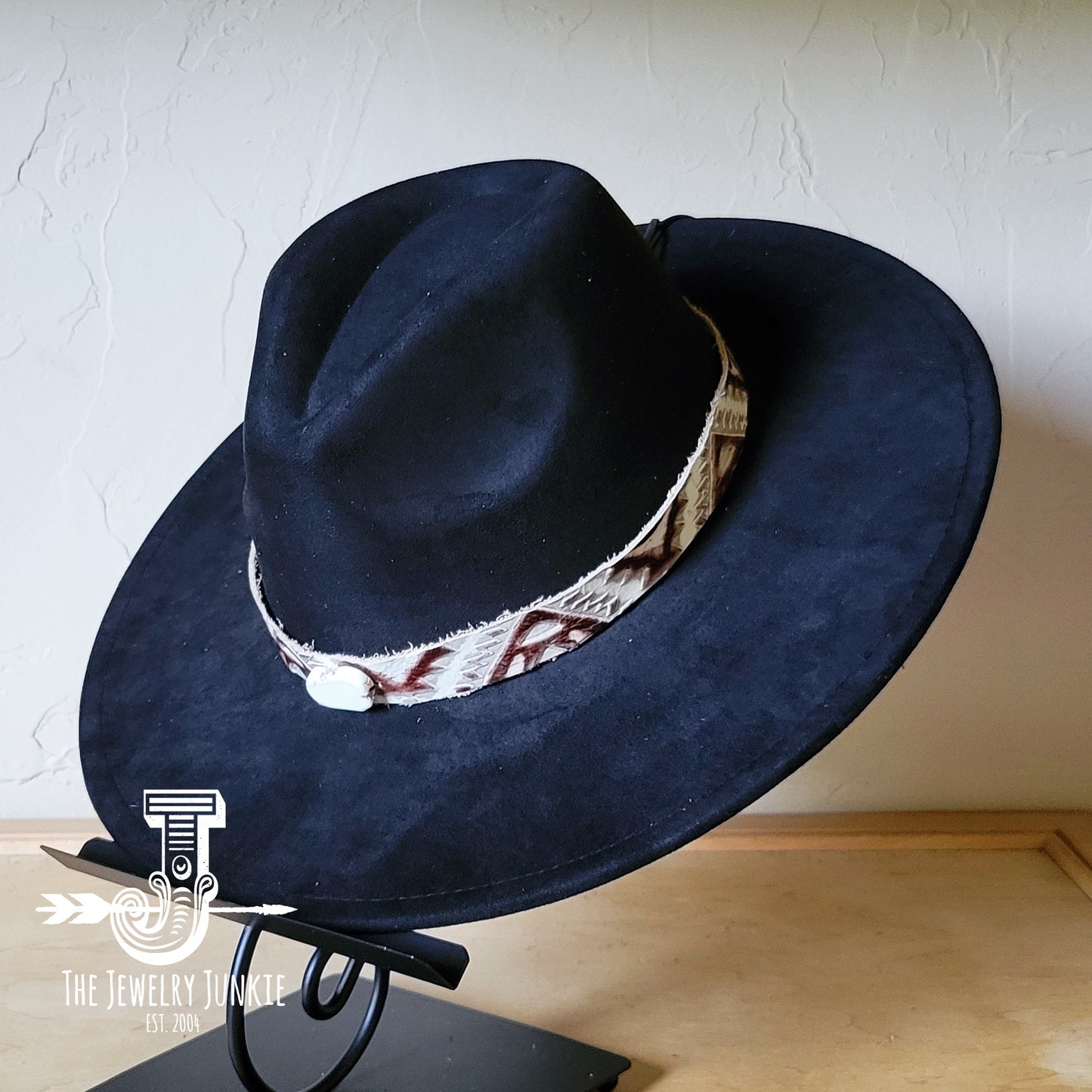 Boho Western hat with genuine leather hat band and Turquoise stone