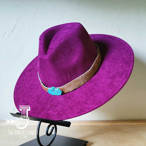 Boho Western hat with genuine leather hat band and Turquoise stone