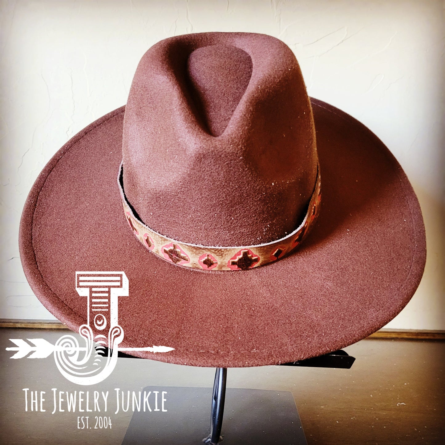 Boho Western hat with genuine leather hat band 