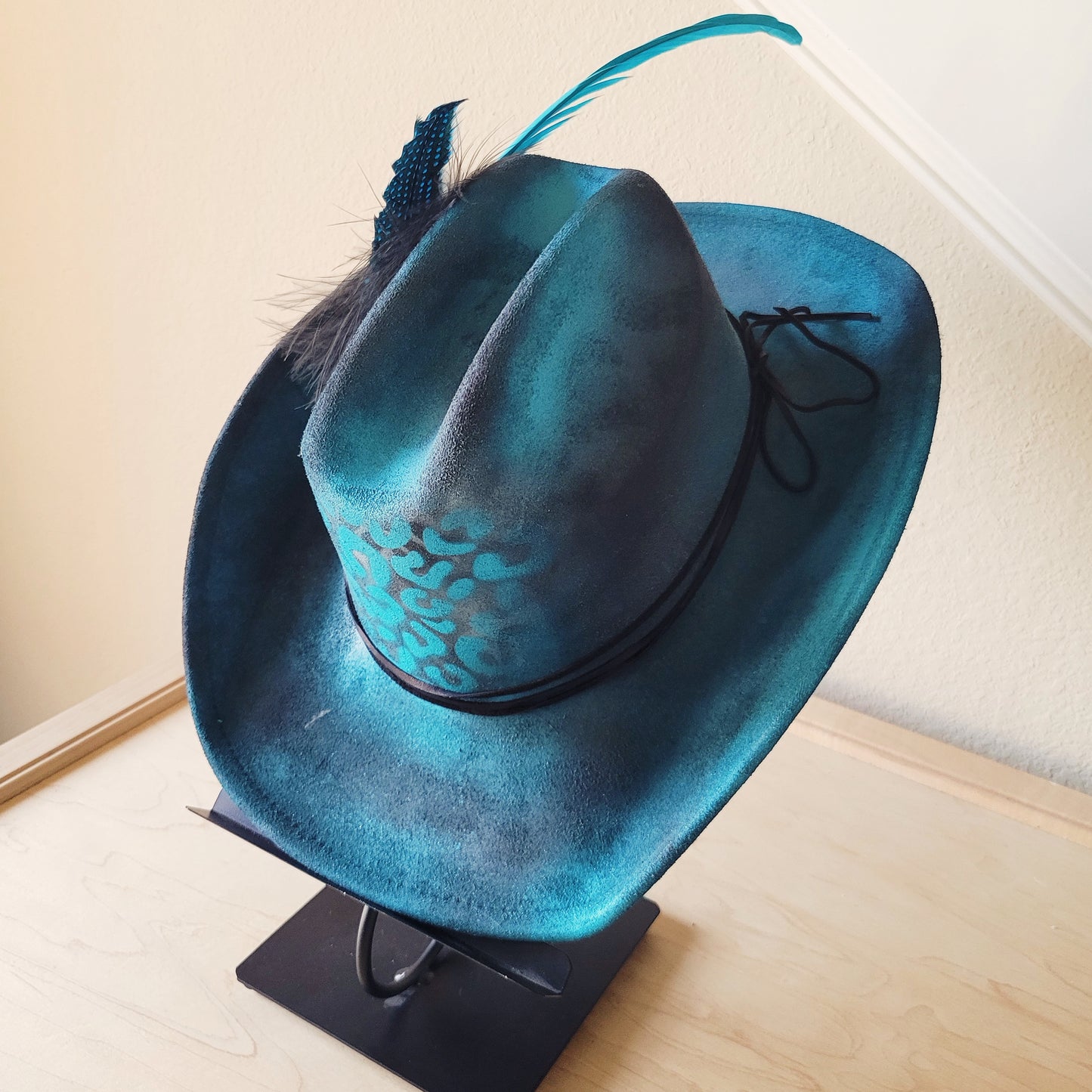 CUSTOM Hand-Painted Cowgirl Western Boho Hat & Band (A22)