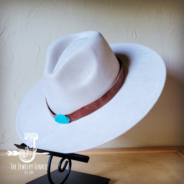 Boho Western hat with genuine leather hat band and Turquoise stone