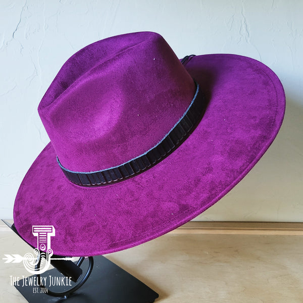 Boho Western hat with genuine leather hat band feathers and turquoise