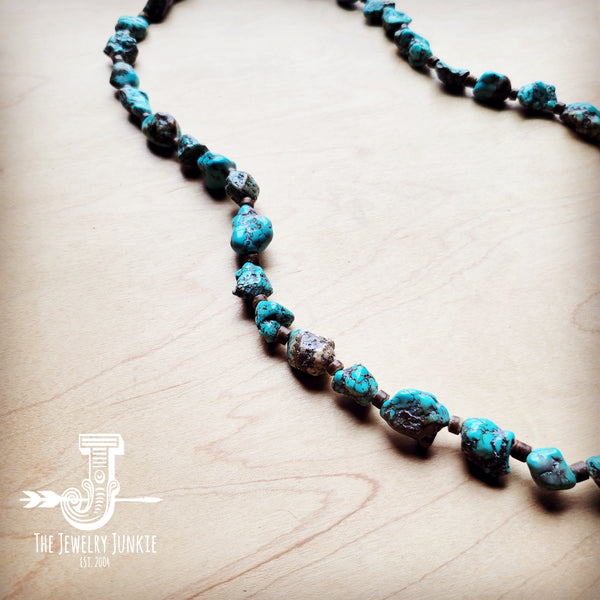 Long Blue Turquoise and Wood Necklace 259k