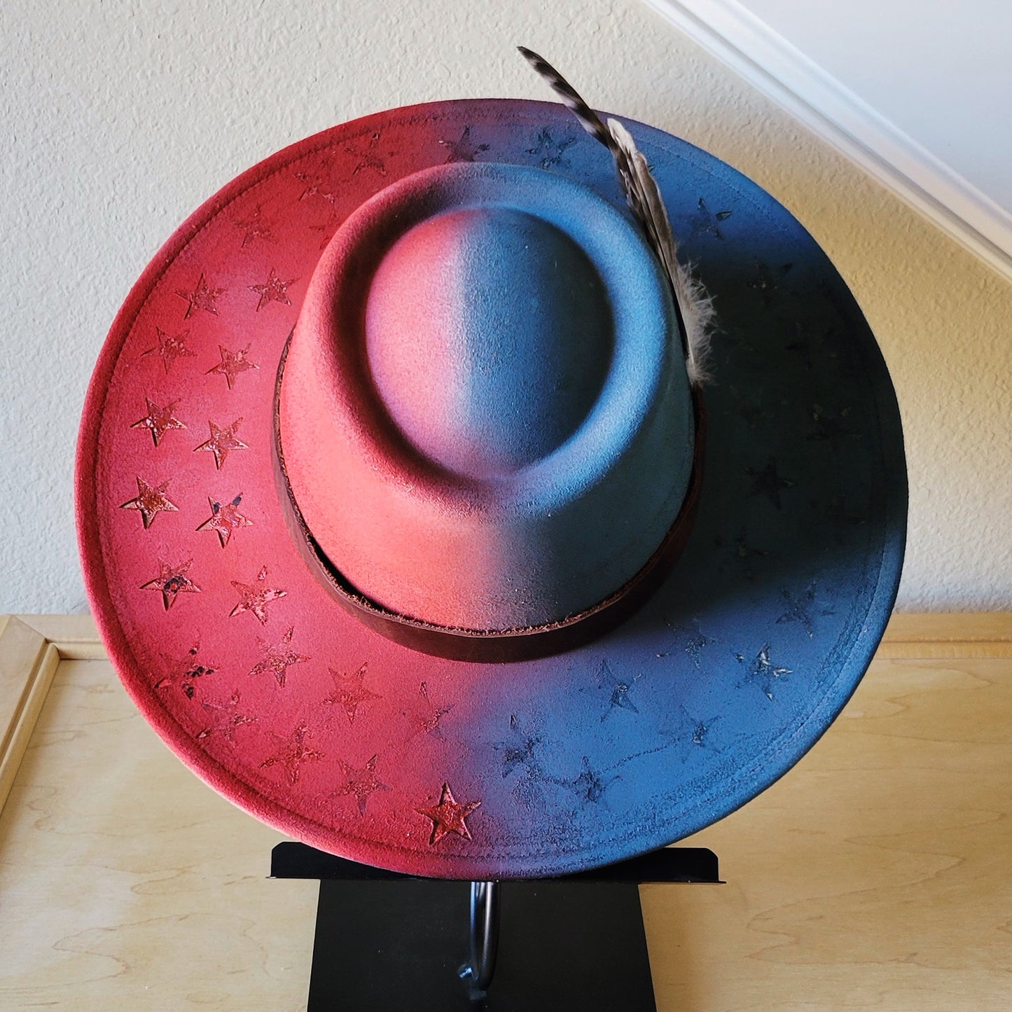 CUSTOM Hand-Painted Branded Cowgirl Western Boho Hat A60