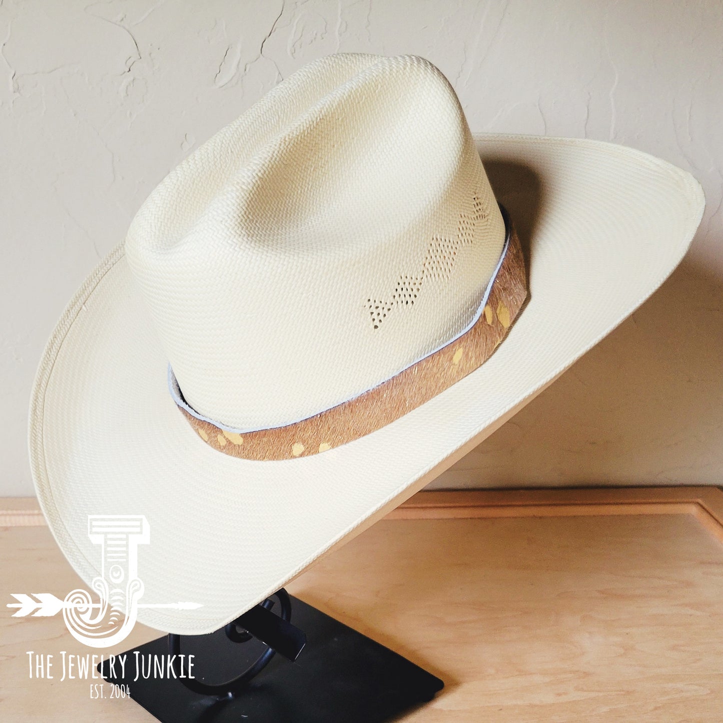 **Tan Metallic Leather Hat Band Only 984b