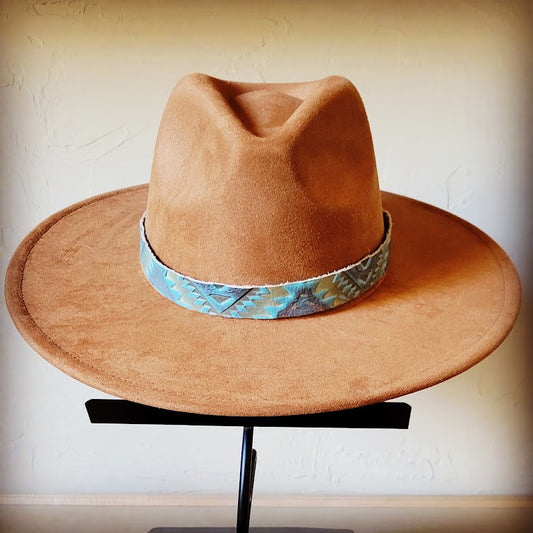 **Aztec Cyan Embossed Leather Hat Band Only 951k