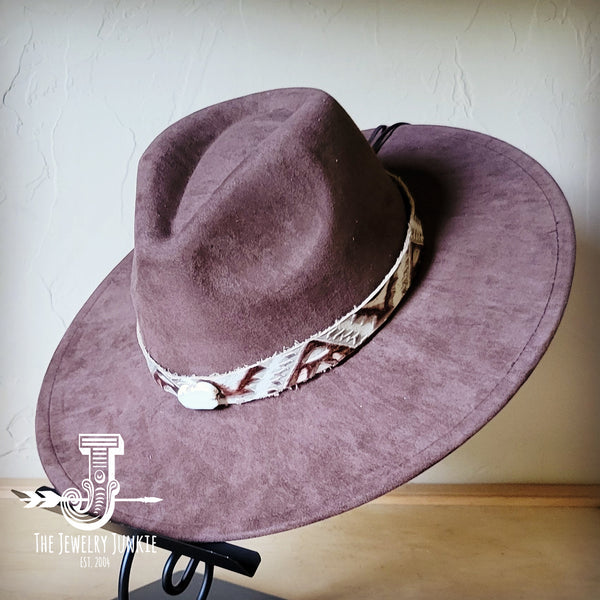 Boho Western hat with genuine leather hat band and Turquoise stone