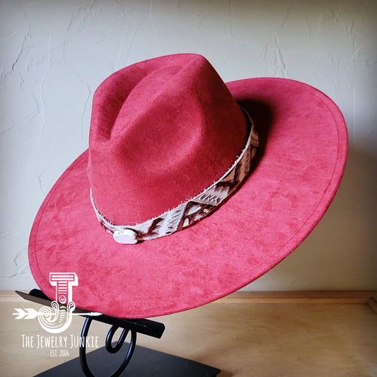 Boho Western hat with genuine leather hat band and Turquoise stone