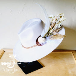 Boho Western Wedding Floral & Feather Bridsmaid Hat in Bone 984r