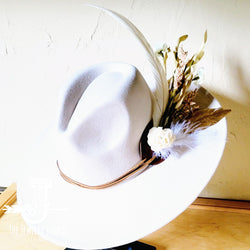 Boho Western Wedding Floral & Feather Bridsmaid Hat in Bone 984r