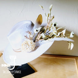 Boho Western Wedding Floral & Feather Bridal Hat in Bone 984h