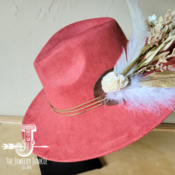 Boho Western Wedding Floral & Feather Bridsmaid Hat in Rust 984q