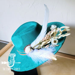 Boho Western Wedding Floral & Feather Bridsmaid Hat in Sage 984o