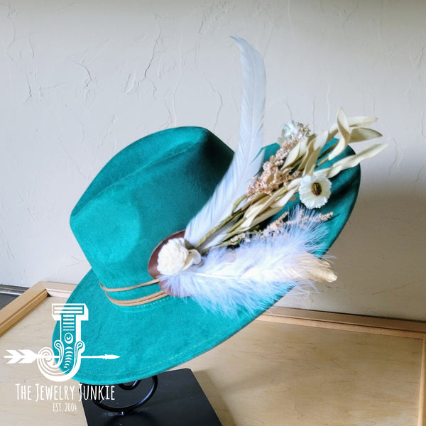 Boho Western Wedding Floral & Feather Bridsmaid Hat in Sage 984o