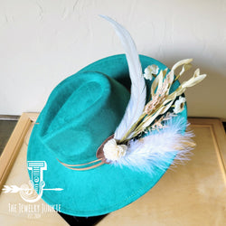 Boho Western Wedding Floral & Feather Bridsmaid Hat in Sage 984o