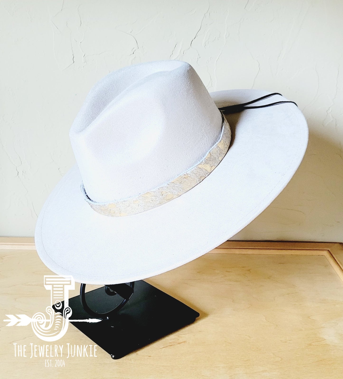 Cream and Gold Metallic Leather Hat Band