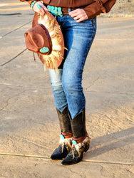 CUSTOM Feather & Turquoise Cowgirl Western Boho Hat A64