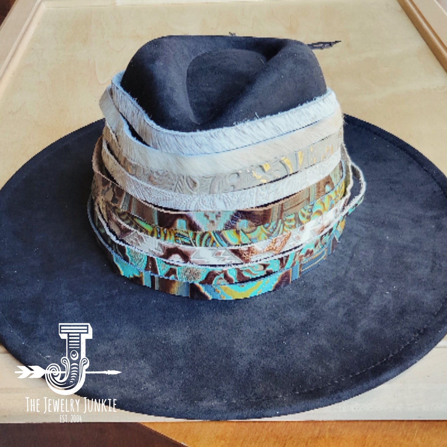 Blue Navajo Embossed Leather Hat Band Only 950a