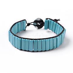 Woven Howlite Turquoise Stacked Stone Bracelet803u