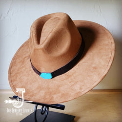 Brown Leather Hat Band w/ Turquoise Slab + Choice of Boho Hat