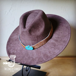 Boho Western hat with genuine leather hat band and Turquoise stone