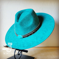 Boho Western hat with genuine leather hat band and Turquoise stone