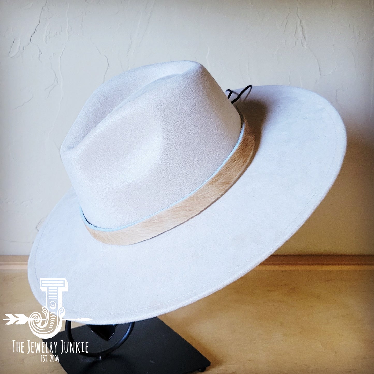 Boho Western hat with genuine leather hat band feathers and turquoise