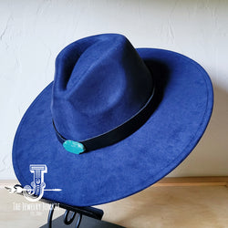 Black Leather Hat Band w/ Turquoise Slab + Choice of Boho Hat