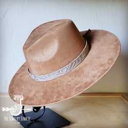 Boho Western hat with genuine leather hat band feathers and turquoise