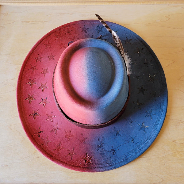 CUSTOM Hand-Painted Branded Cowgirl Western Boho Hat A60