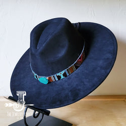 Boho Western hat with genuine leather hat band and Turquoise stone