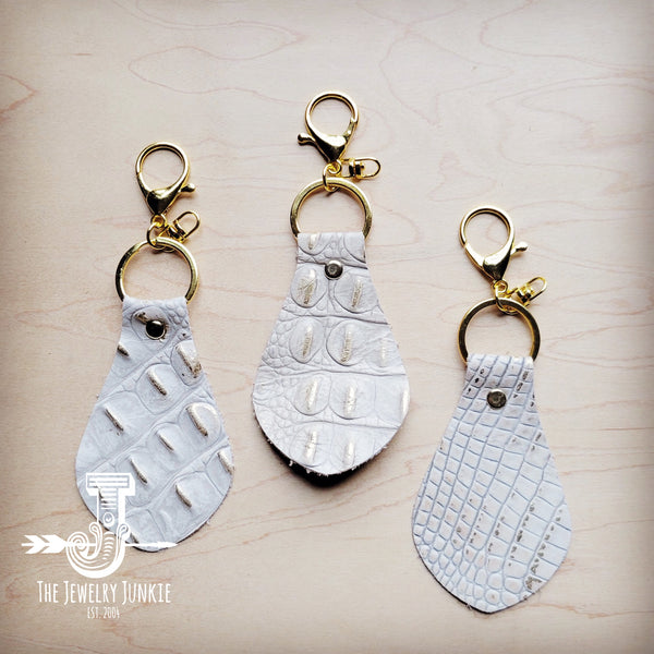 Embossed Leather Key Chain - Gold Gator 703m