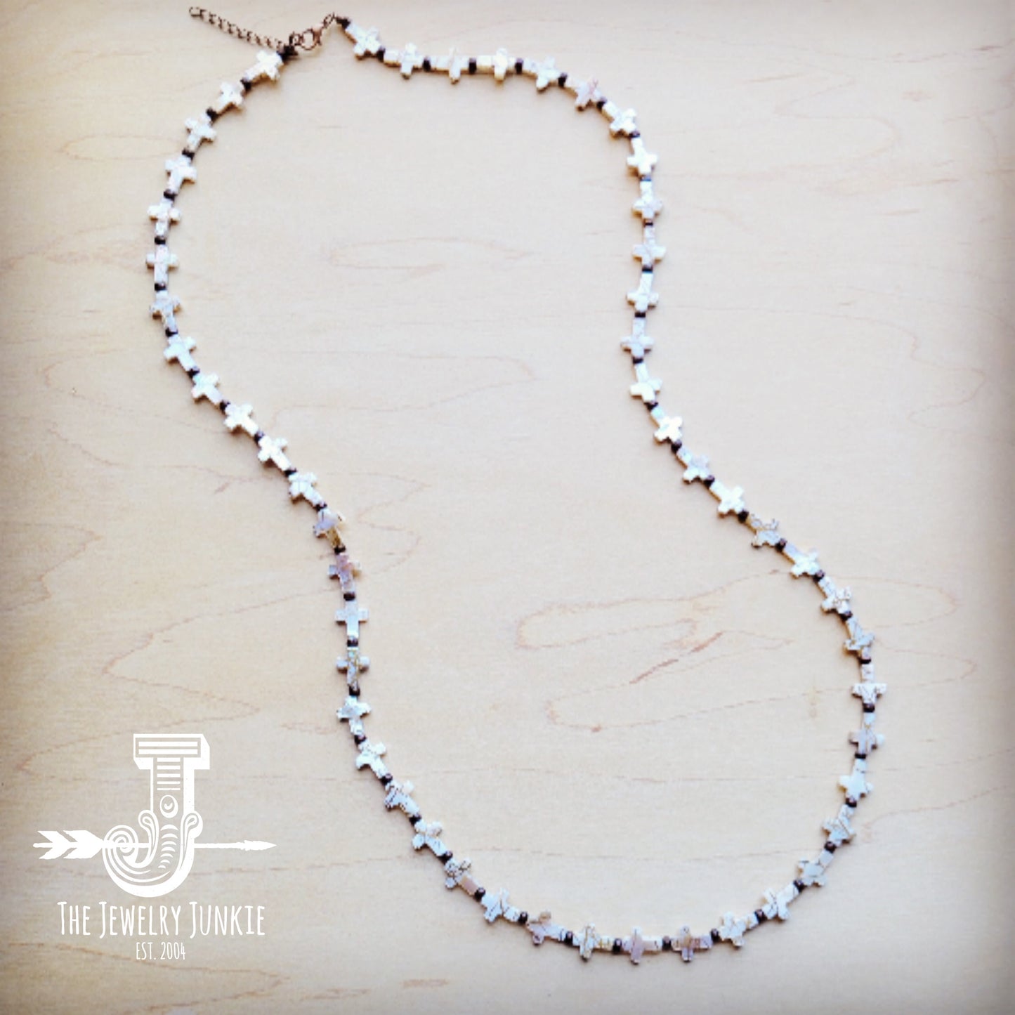 Long Mother-of-Pearl Cross Necklace 259p