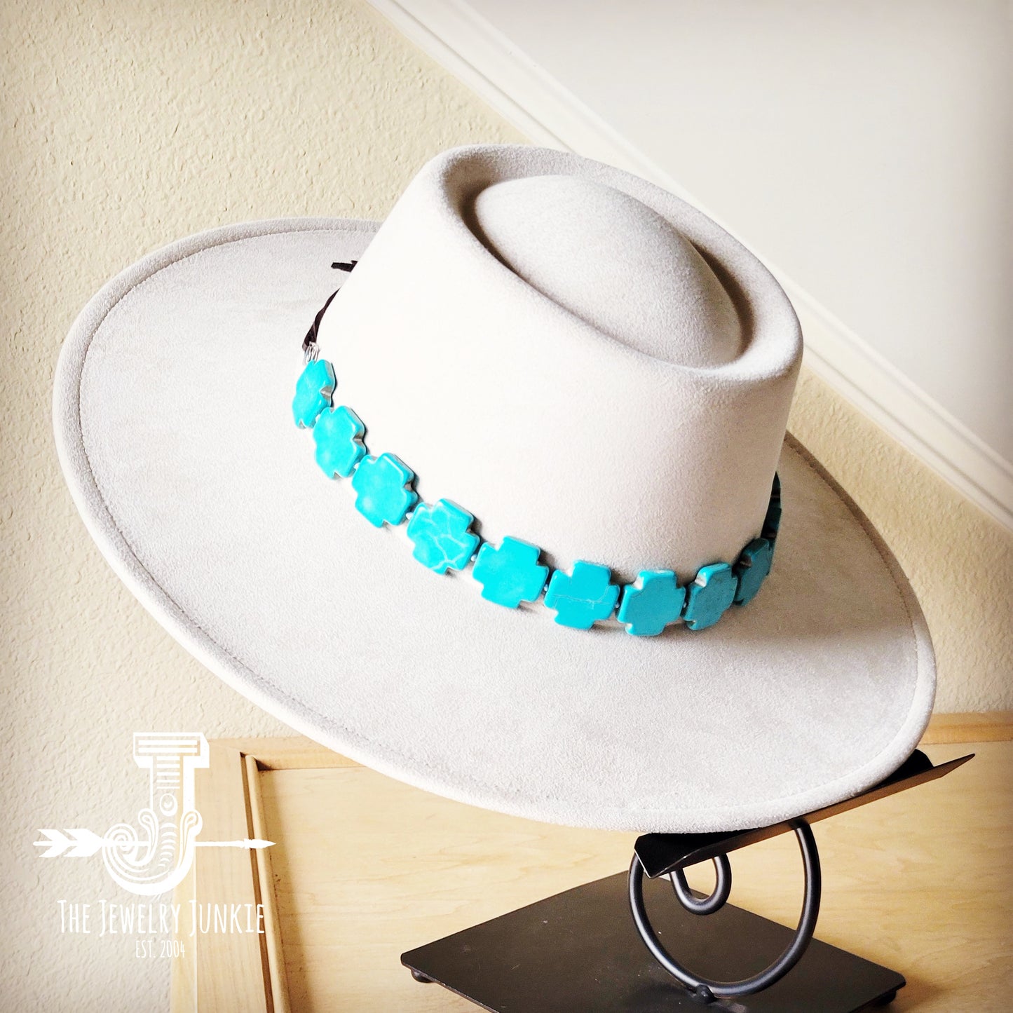 Turquoise Cross Beaded Hat Band (Band Only) 952f