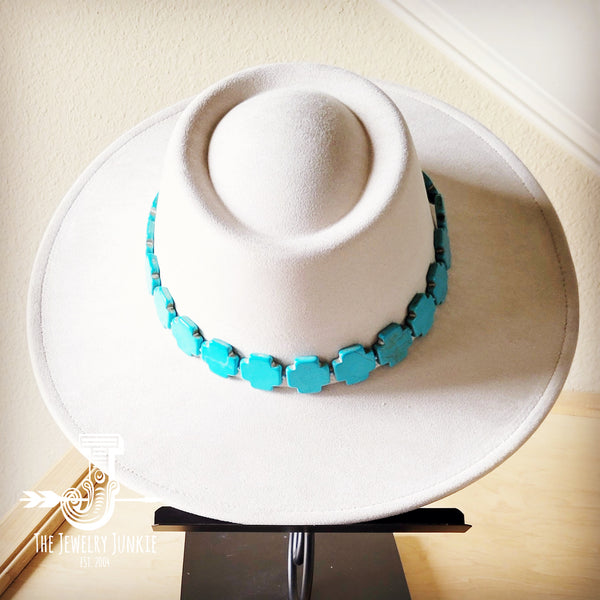 Turquoise Cross Beaded Hat Band (Band Only) 952f