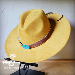 Boho Western hat with genuine leather hat band and Turquoise stone