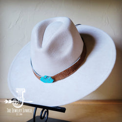 Boho Western hat with genuine leather hat band and Turquoise stone