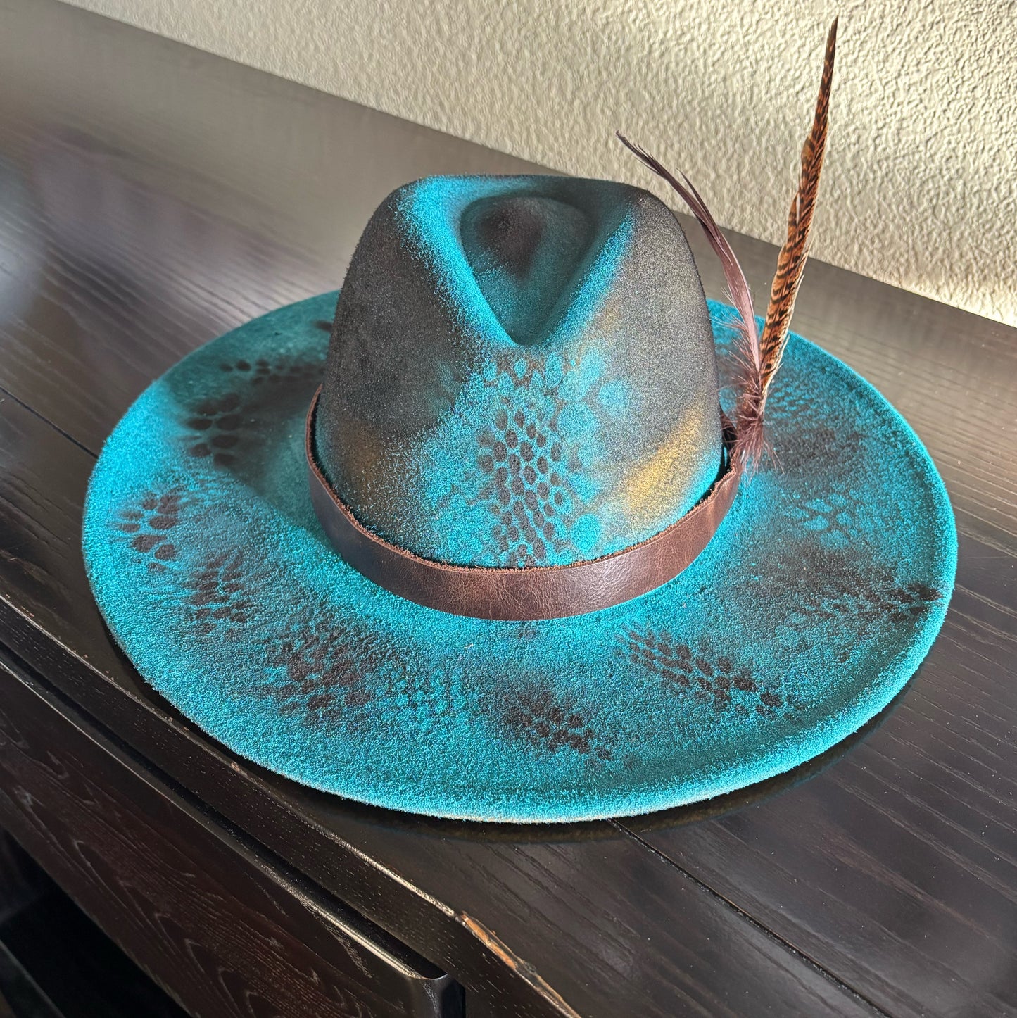 CUSTOM Hand-Painted Cowgirl Western Boho Hat & Band (A13)