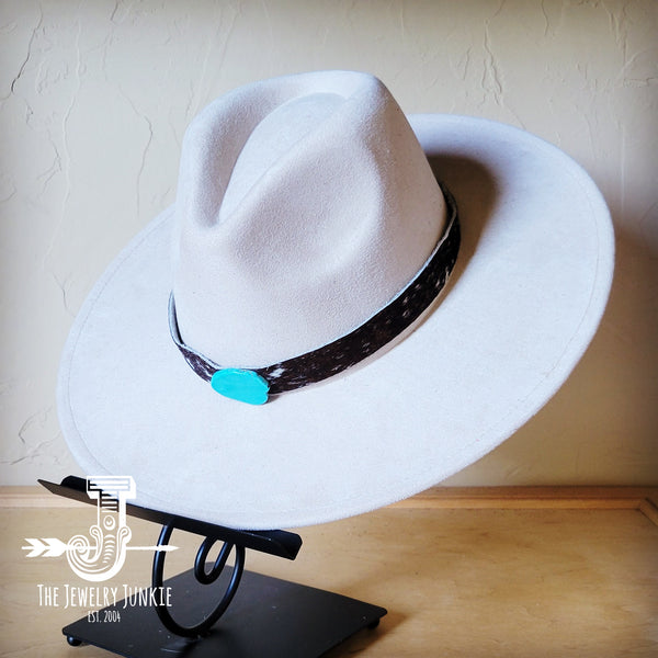 Boho Western hat with genuine leather hat band and Turquoise stone