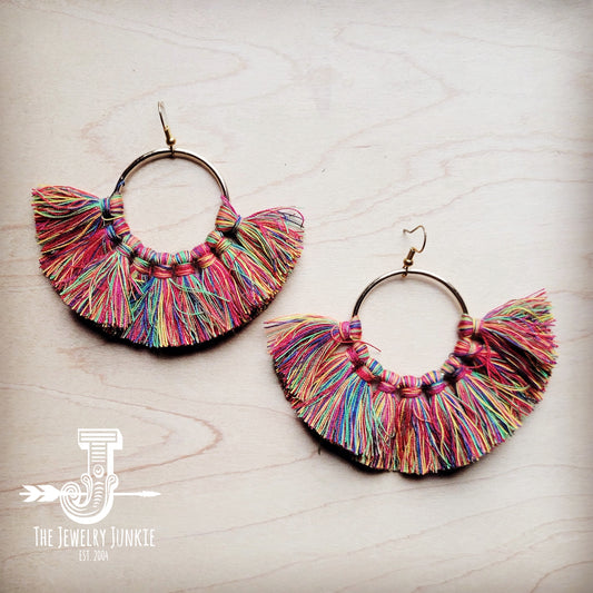 **Multi-Colored Fan Tassel Earrings 224L