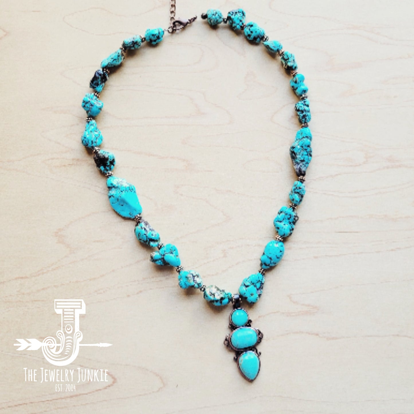 Blue Turquoise Necklace and copper w/ Turquoise Pendant 259L