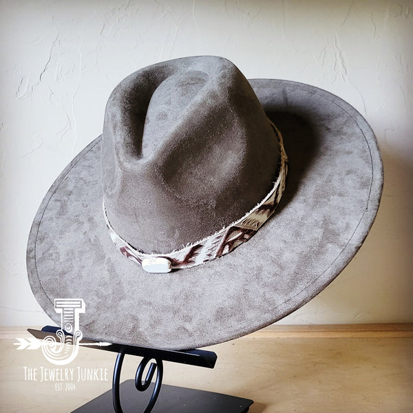 Boho Western hat with genuine leather hat band and Turquoise stone