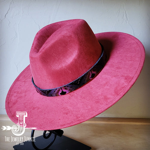 Boho Western hat with genuine leather hat band feathers and turquoise