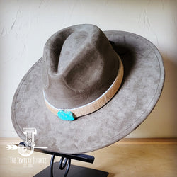 Boho Western hat with genuine leather hat band and Turquoise stone