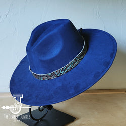 Boho Western hat with genuine leather hat band feathers and turquoise