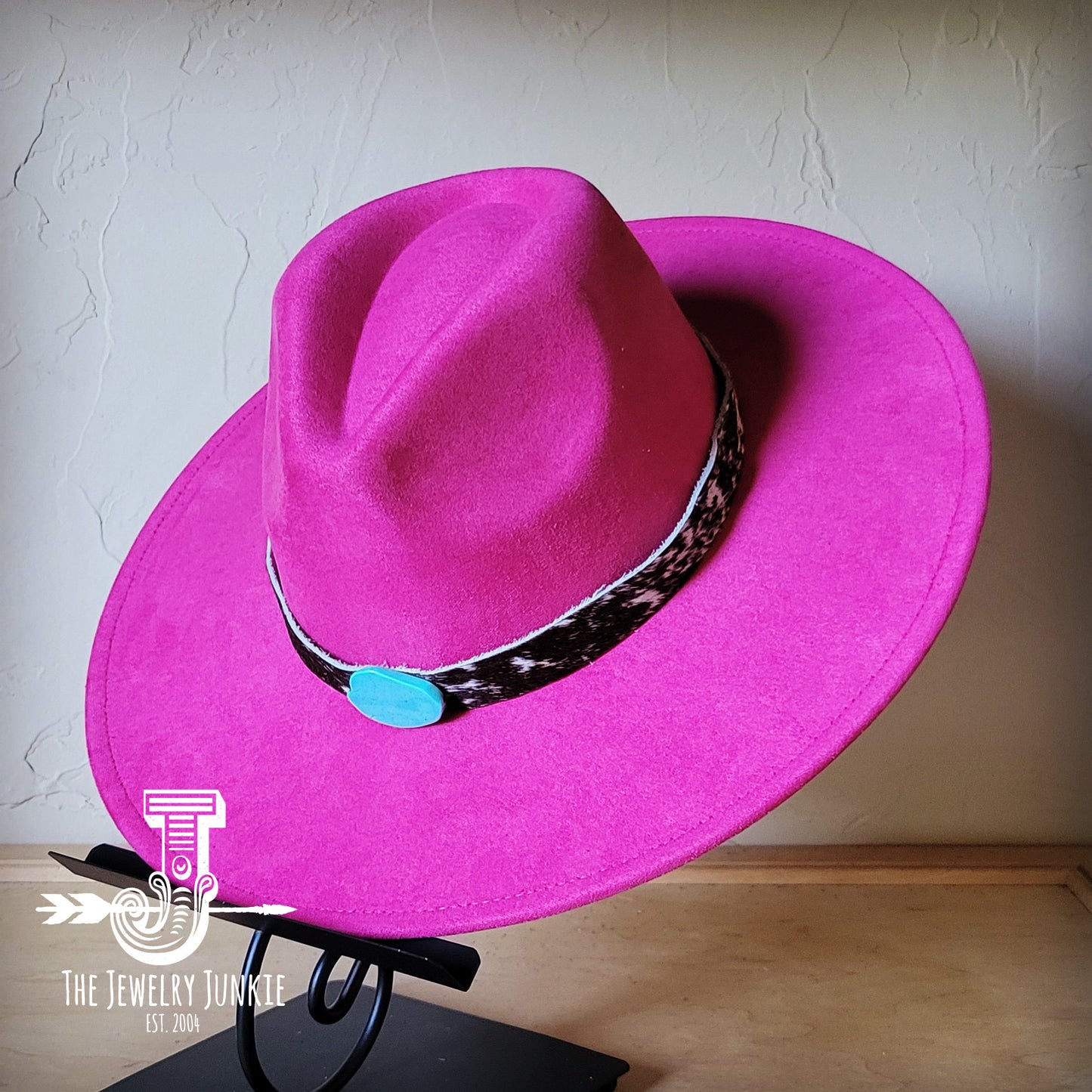 Boho Western hat with genuine leather hat band and Turquoise stone