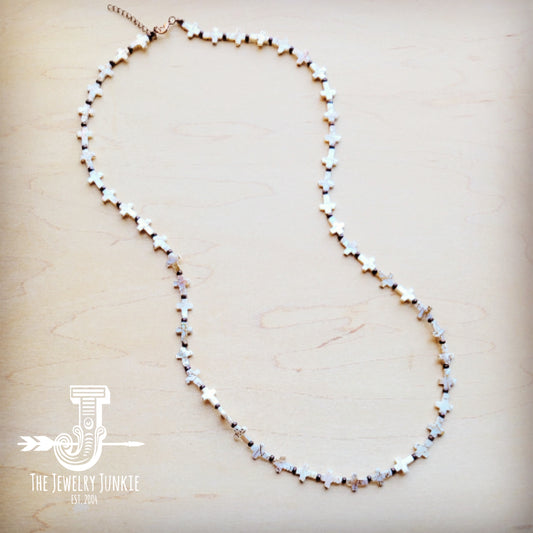 Long Mother-of-Pearl Cross Necklace 259p