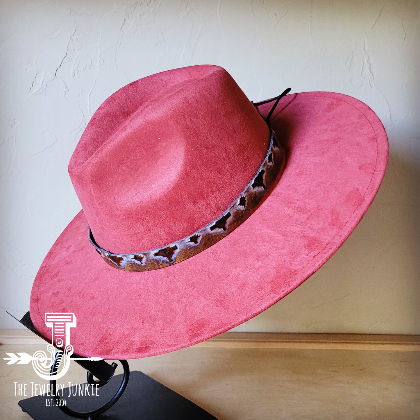 Boho Western hat with genuine leather hat band feathers and turquoise